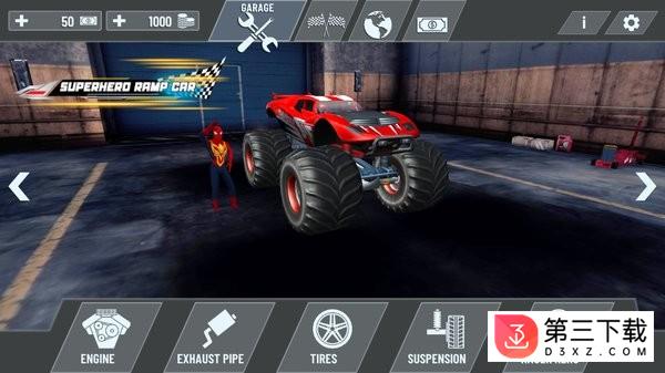 超级英雄超级坡道汽车特技游戏